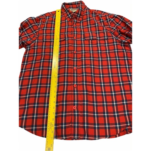 Duluth Trading‎ Co Men Red Plaid Roll Tab Long Sleeve Flannel Shirt Size Large L - Picture 9 of 10